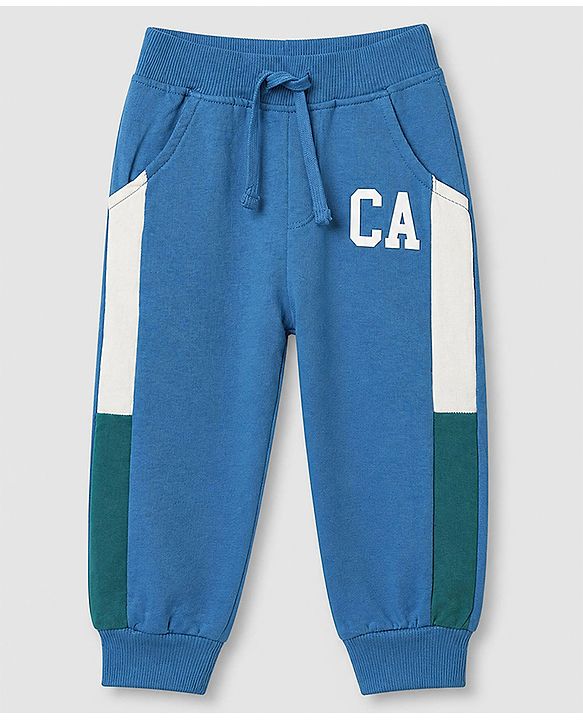 Babyhug 100% Cotton Terry Knit Full Sleeves T-shirt & Joggers Set With California Text Print - White