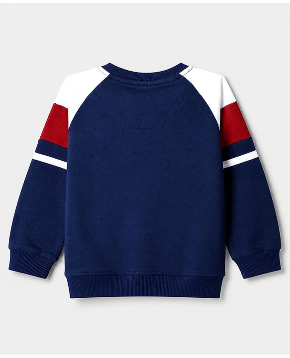 Babyhug 100% Cotton Terry Knit Full Sleeves T-Shirt and Joggers Set with Football Print - Navy Blue