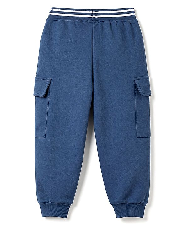 Babyhug 100% Cotton Terry Full Sleeves T-Shirt and Pant with Full Length and Boston Print in Blue for 12-18 Months