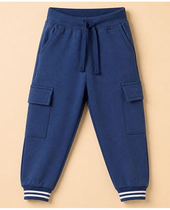 Babyhug 100% Cotton Terry Knit Full Sleeves Sweatshirt and Joggers Set with Varsity Print - Blue