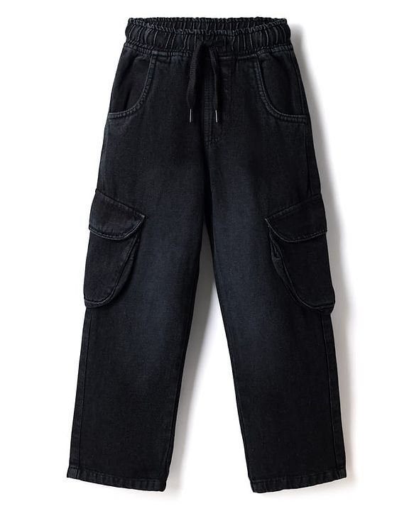 Pine Kids Denim Jeans Full Length Cargo Fit in Black