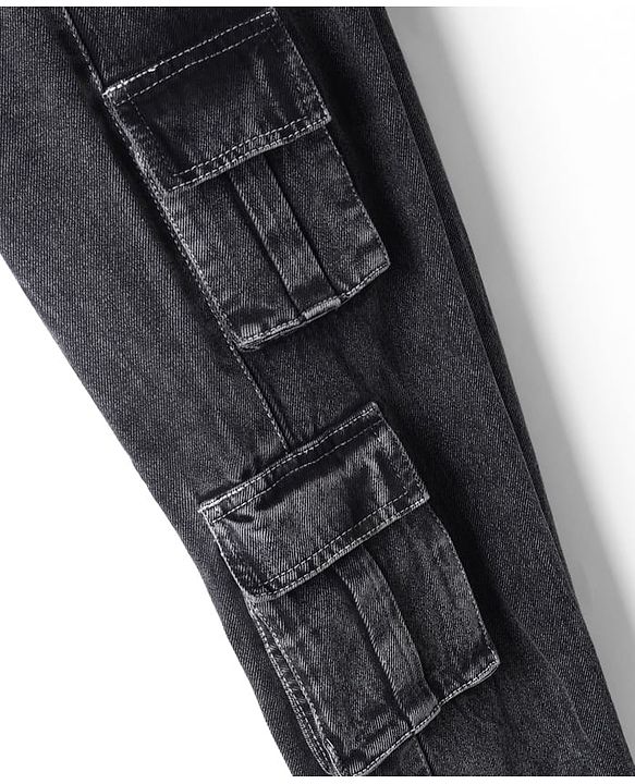 Pine Kids Denim Woven Full Length Jeans Jeans With Cargo Pockets - Black