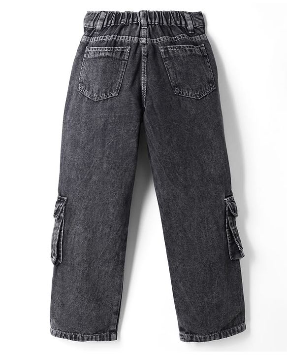 Pine Kids Denim Woven Full Length Jeans Jeans With Cargo Pockets - Black