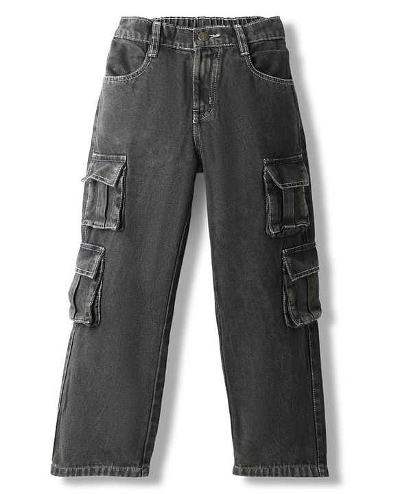 Pine Kids Denim Woven Full Length Jeans Jeans With Cargo Pockets - Green Tint
