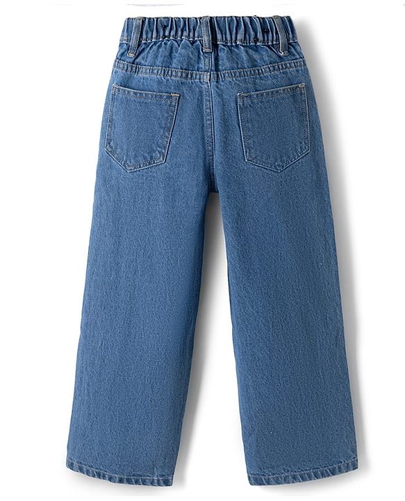 Pine Kids Denim Woven Full Length Solid Jeans - Blue