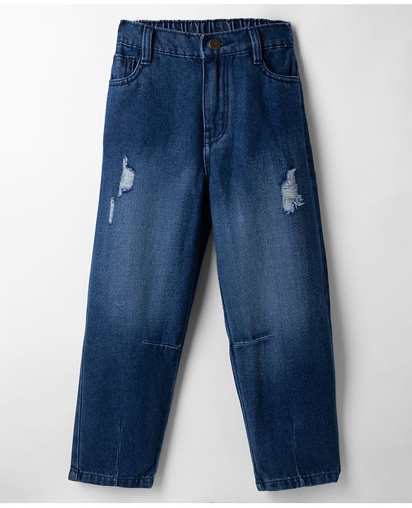 Pine Kids Cotton Blend Denim Woven Full Length Solid Jeans - Blue