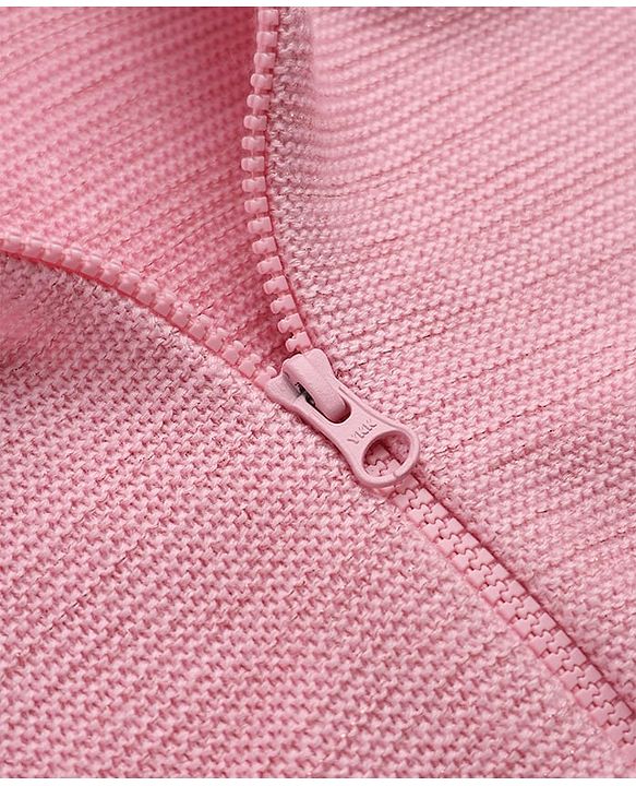 Babyhug Knit Full Sleeves Hooded Sweater with Puppy Applique - Pink