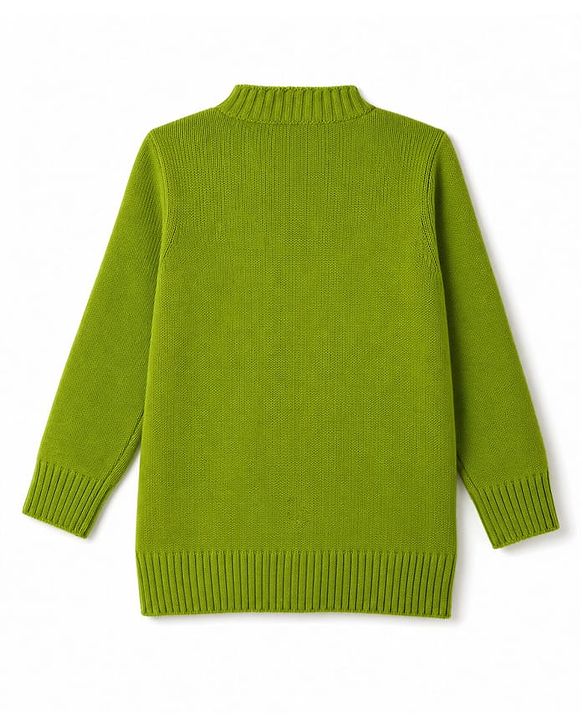 Babyhug Knit Full Sleeves Front Open Sweaters with Cable Knit Design - Green