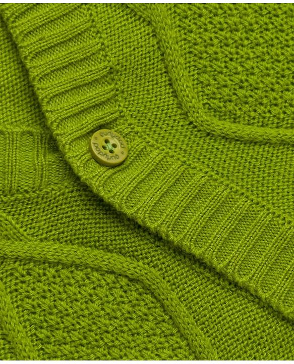 Babyhug Knit Full Sleeves Front Open Sweaters with Cable Knit Design - Green