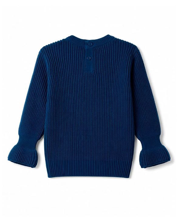 Babyhug Knit Full Sleeves  Pullovers With Bow Applique - Navy Blue