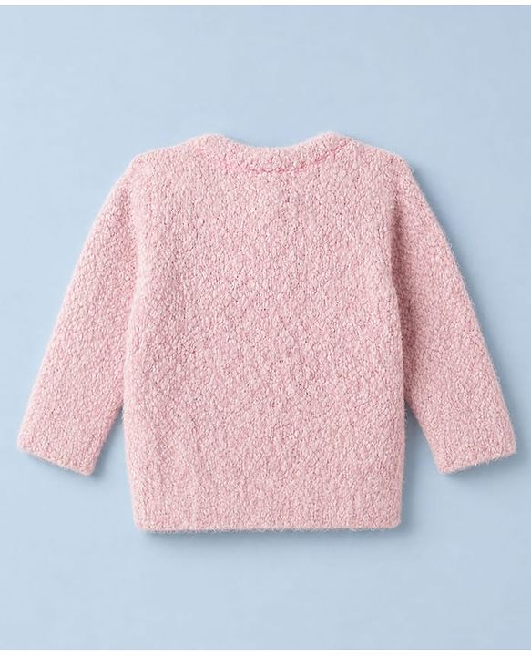 Babyhug Knit Full Sleeves Pullovers Sweaters With Texture - Pink