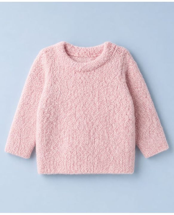 Babyhug Knit Full Sleeves Pullovers Sweaters With Texture - Pink