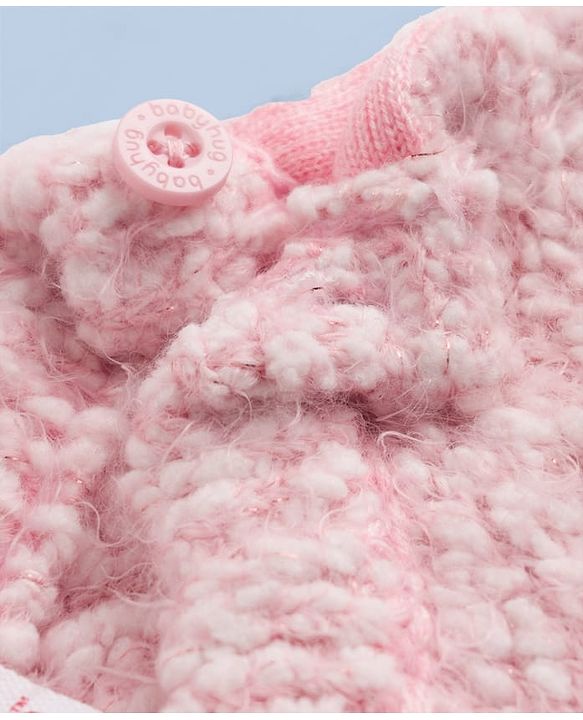 Babyhug Knit Full Sleeves Pullovers Sweaters With Texture - Pink