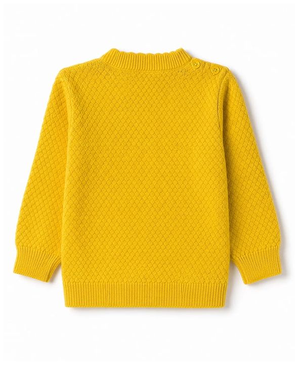 Babyhug Knit Full Sleeves Front Open Sweaters With Cable Knit Design - Yellow