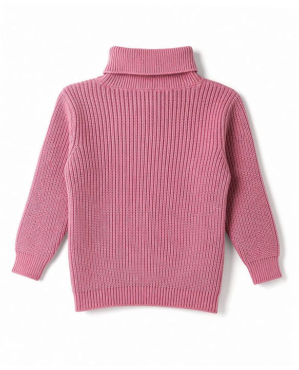 Babyhug Knit Full Sleeves Solid Colour Winter Wear Suit Set with Bow Applique - Pink