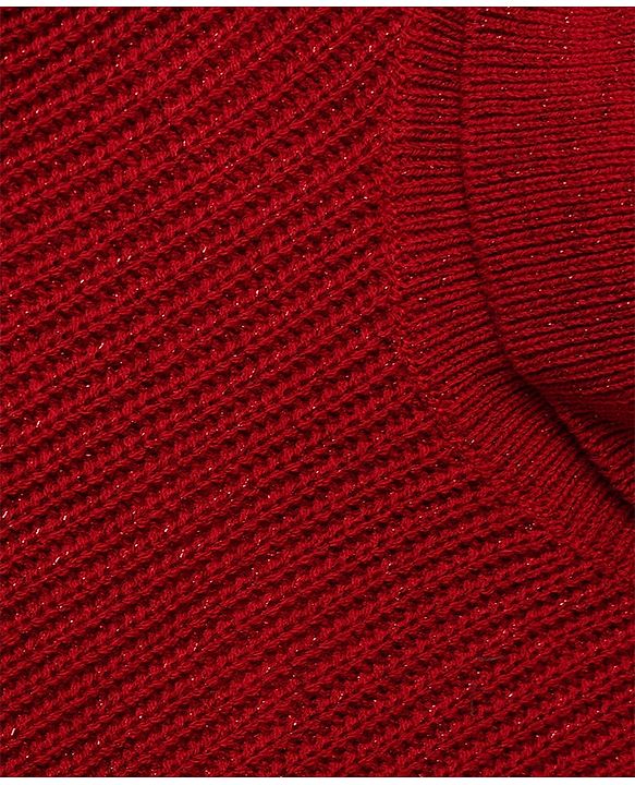 Babyhug Knit Full Sleeves Winter Wear Sets with Bow Applique - Red