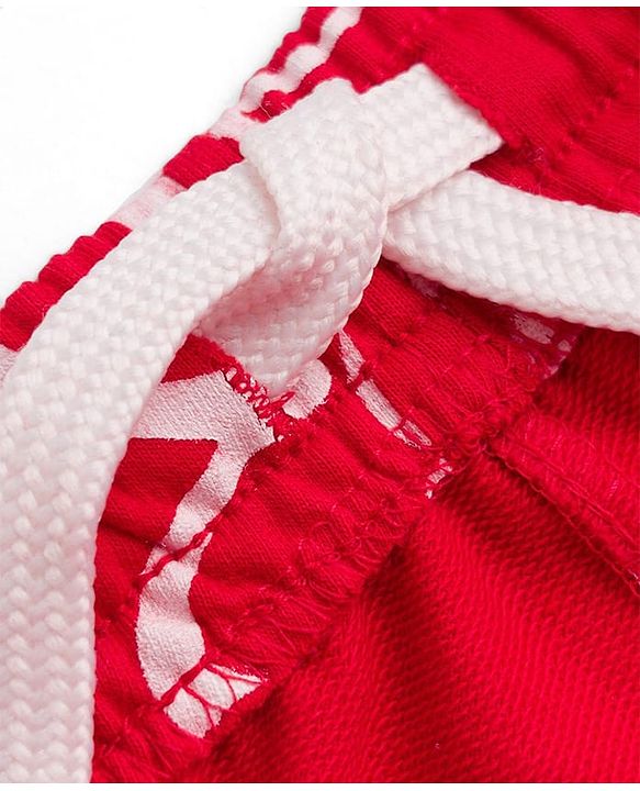 Pine Kids Knit Full Length  Track Pant with Floral Prints -  Red