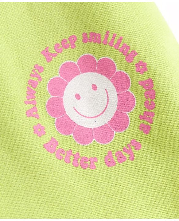 Pine Kids Cotton Knit Full Length Lounge & Track Pant With Text Print - Limegreen