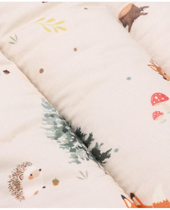 Babyhug Premium 100% Cotton Muslin Sleeping Bag - Woodland Print - Beige| Breathable Baby Sleep Sack| Hooded Swaddle Wrap| Easy Button Closure| Soft Lightweight| New Born Essential