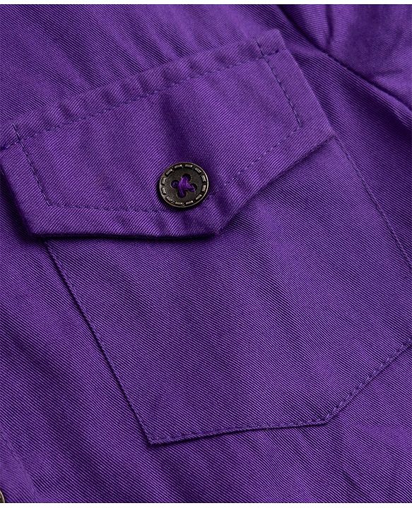 Pine Kids Twill Woven Solid Shirt Dress with Half Sleeves - Purple