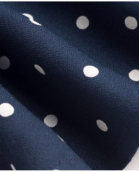 Pine Kids Cotton Woven Half Sleeves Frock With Polka Dot -Navy Blue