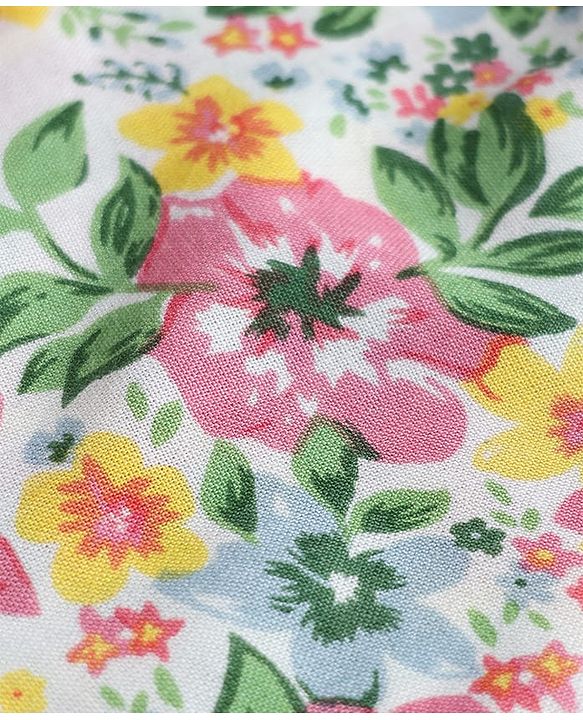 Pine Kids Woven Half Sleeves Floral Printed Frock - White
