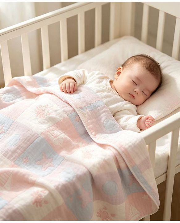Babyhug 6 Layer 100% Cotton Baby Blanket - Blue & Pink| All-Season Lightweight Blanket| Soft & Breathable| Gentle on Baby's Skin| Unisex Baby Bedding Essential| Machine Washable| New Born Gifting