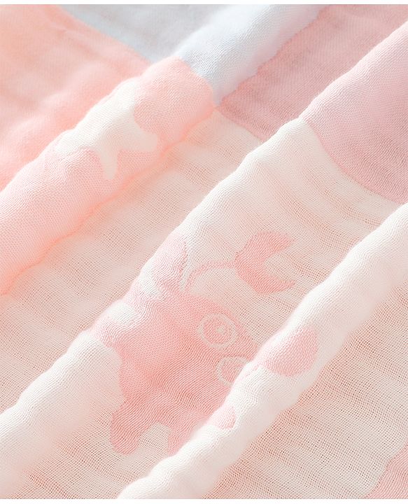 Babyhug 6 Layer 100% Cotton Baby Blanket - Blue & Pink| All-Season Lightweight Blanket| Soft & Breathable| Gentle on Baby's Skin| Unisex Baby Bedding Essential| Machine Washable| New Born Gifting