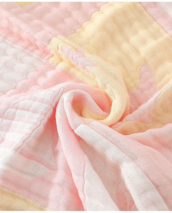 Babyhug 6 Layer 100% Cotton Baby Blanket - Blue & Pink| All-Season Lightweight Blanket| Soft & Breathable| Gentle on Baby's Skin| Unisex Baby Bedding Essential| Machine Washable| New Born Gifting