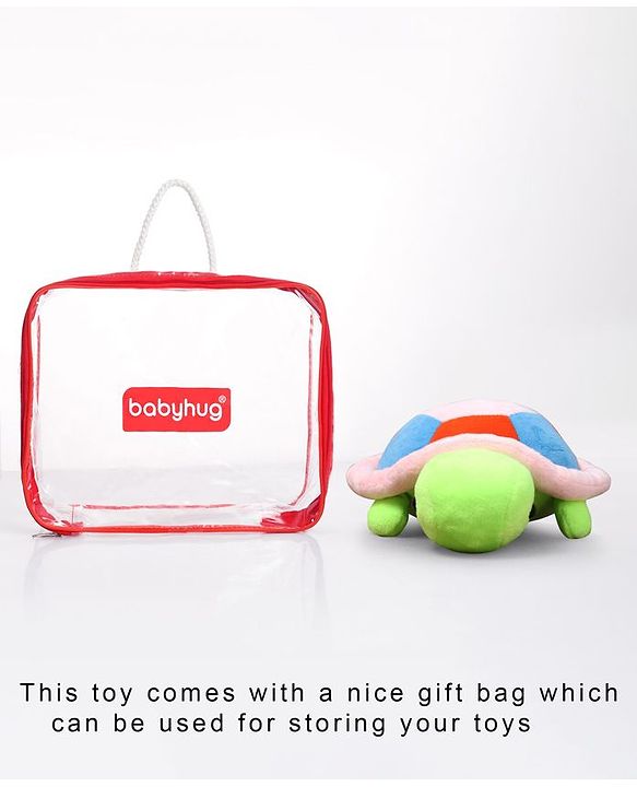 Babyhug Turtle Soft Toy Green & Pink - Length 25 cm
