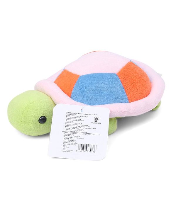 Babyhug Turtle Soft Toy Green & Pink - Length 25 cm