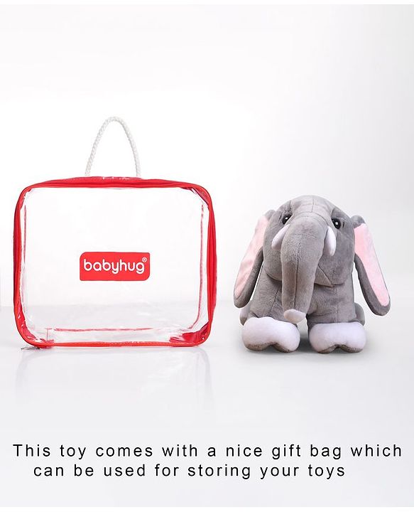Babyhug Baby Elephant Soft Toy Grey - Height 23 cm - Height 23 cm Grey