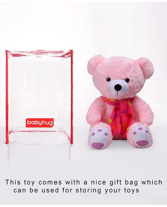 Babyhug Plush Teddy Bear Soft Toy Pink - Height 33 cm