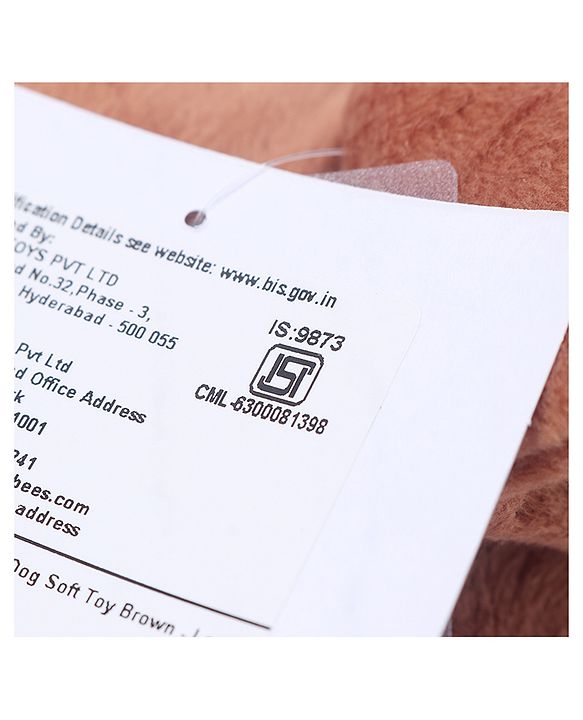 Babyhug Plush Bull Dog Soft Toy Brown - Length 38cm