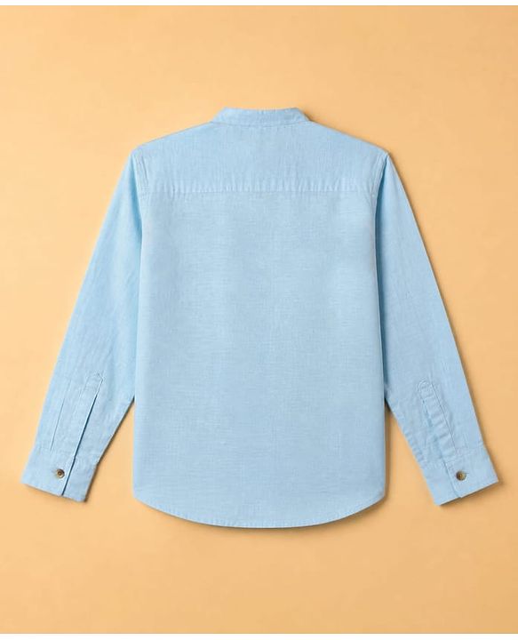 Pine Kids 100% Cotton Woven Full Sleeves Solid Shirt WIth Stripes - Sky Blue