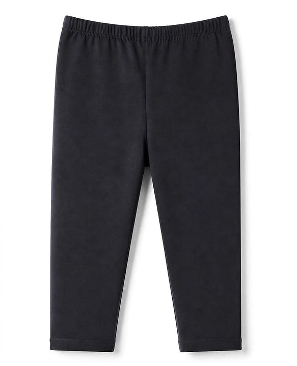 Babyhug Cotton Elastane Knit Full Length Solid Lycra Leggings - Black
