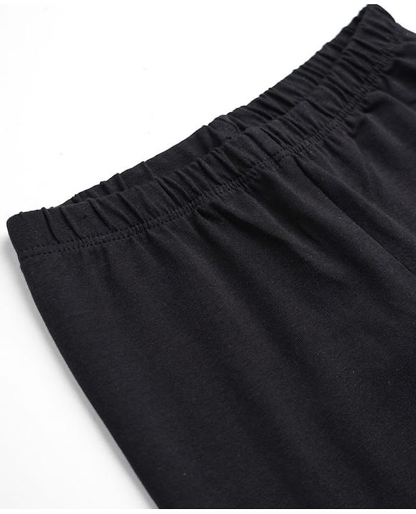 Babyhug Cotton Elastane Knit Full Length Solid Lycra Leggings - Black