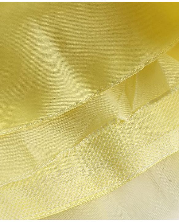 Babyhug Mesh Woven Half Sleeves Solid Party Dress With Corsage - Yellow