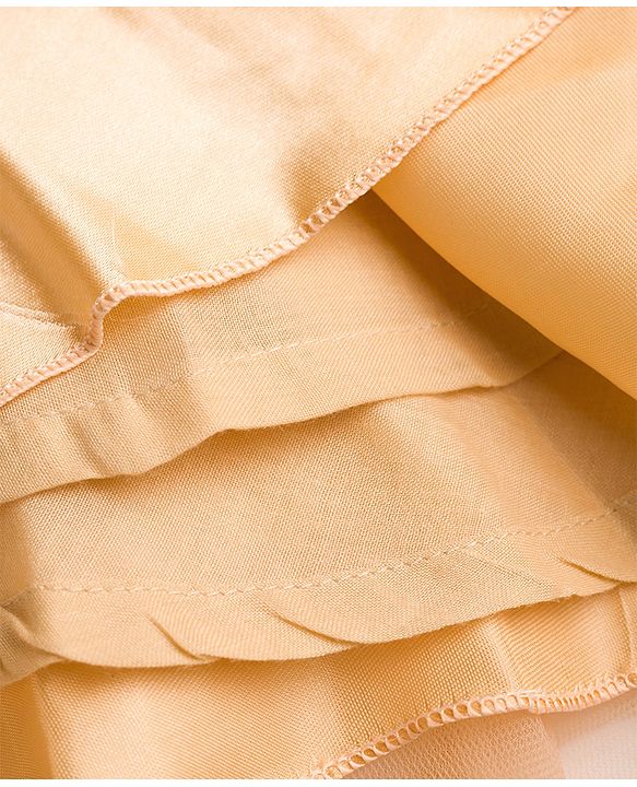 Babyhug Mesh Woven Sleeveless Party Dress With Floral Applique & Pearl Embellishment  - Yellow
