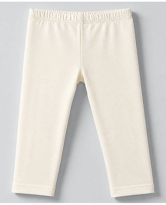 Babyhug Cotton Elastane Knit Solid Legging - Cream