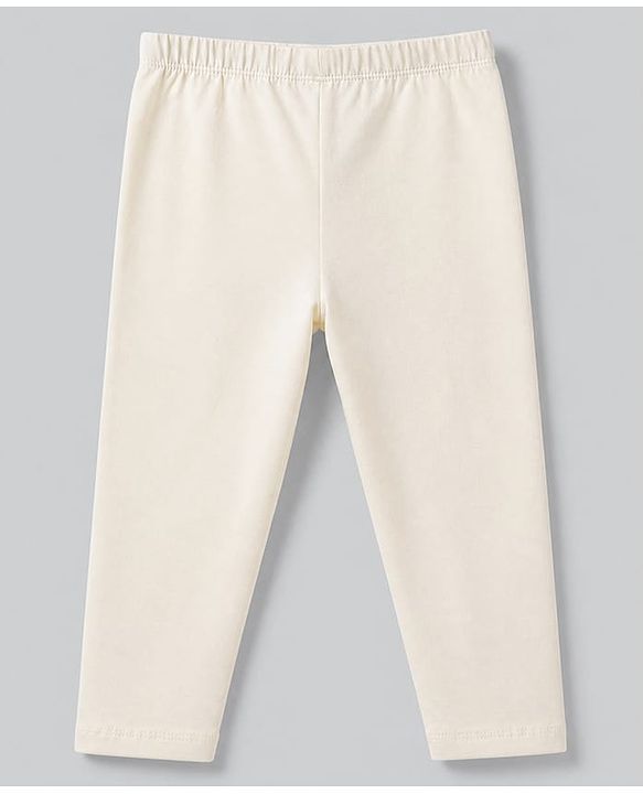 Babyhug Cotton Elastane Knit Solid Legging - Cream