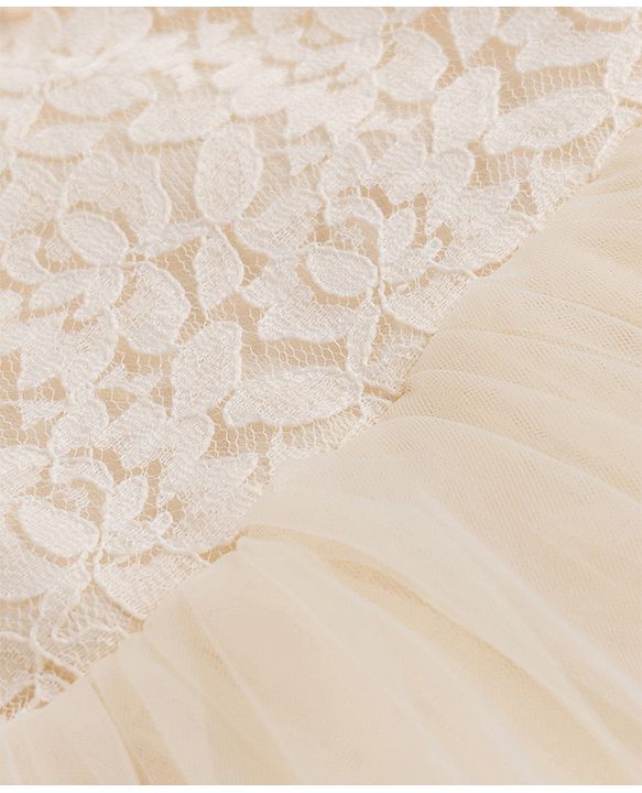 Babyhug Mesh Woven Sleeveless Solid Colour Party Dress with Bow Applique and Matching Booties - Ivory