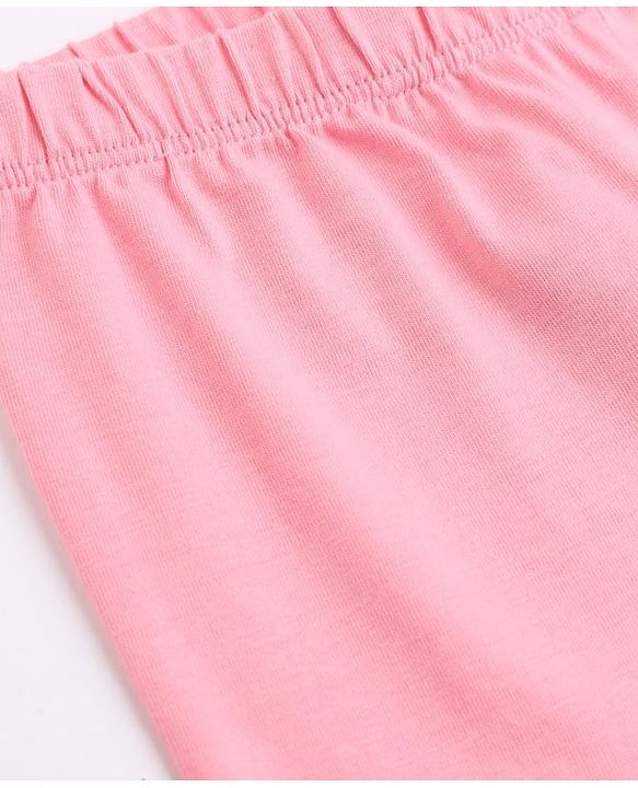 Babyhug Cotton Elastane Knit Slim Fit Full Length Solid Leggings in Pink
