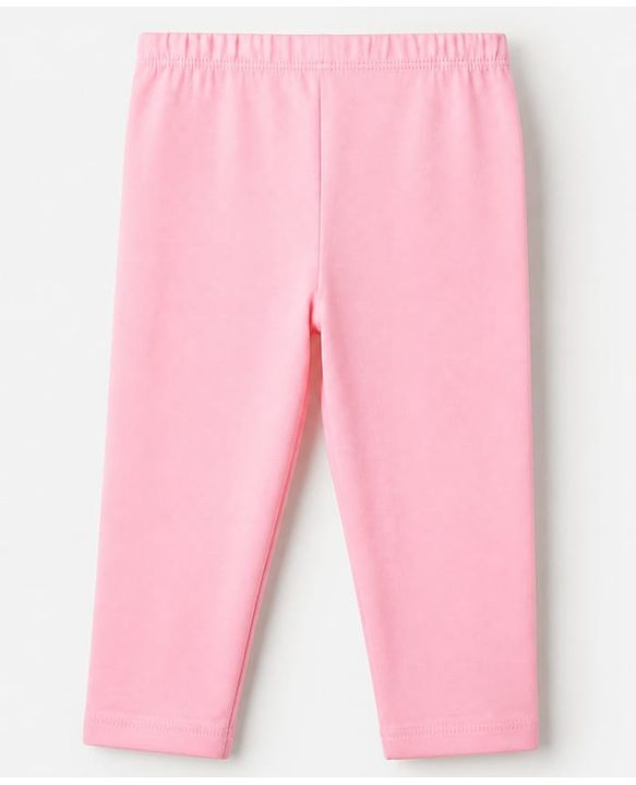 Babyhug Cotton Elastane Knit Slim Fit Full Length Solid Leggings in Pink