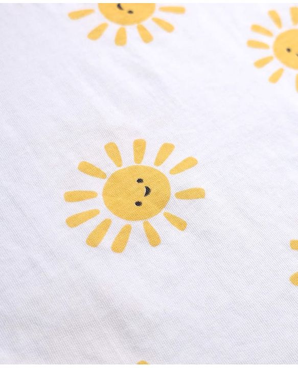 Babyhug 100% Cotton Single Jersey Knit Half Sleeves T-Shirt and Short with Sun Print - White