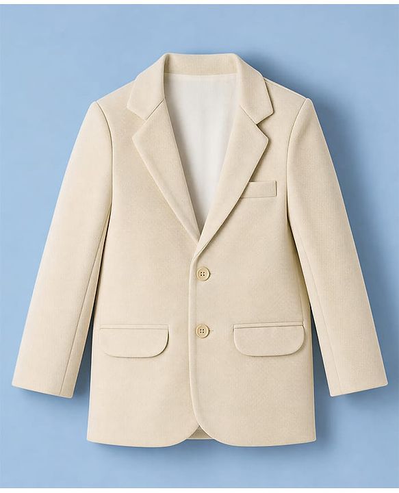 Pine Kids Knit Full Sleeves Solid Colour Blazer - Beige