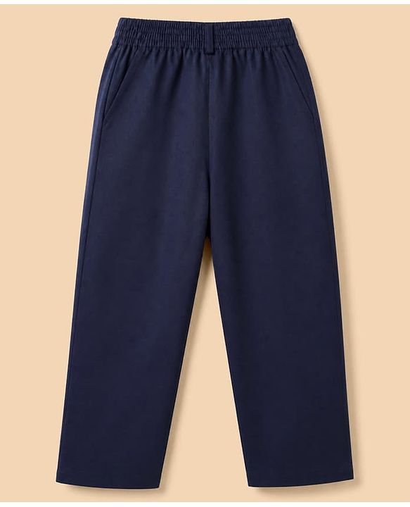 Pine Kids Knit 3 Piece Full Sleeves Party Suit With Bow Detailing - Navy Blue