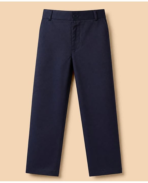 Pine Kids Knit 3 Piece Full Sleeves Party Suit With Bow Detailing - Navy Blue