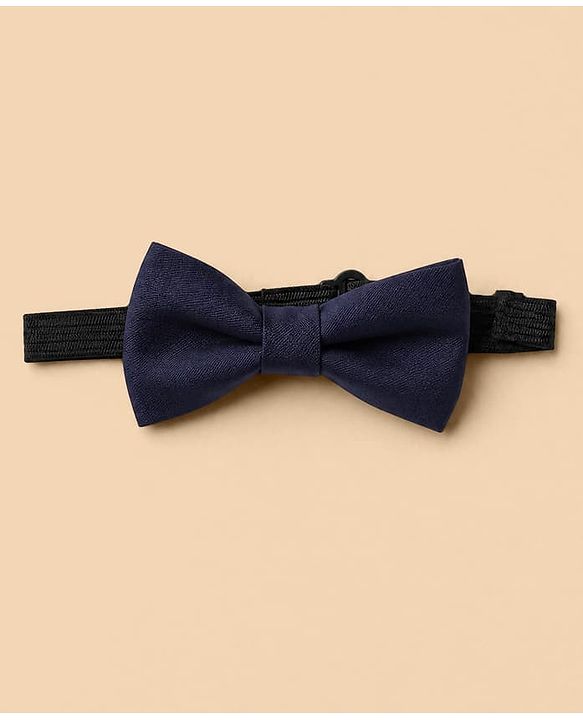 Pine Kids Knit 3 Piece Full Sleeves Party Suit With Bow Detailing - Navy Blue