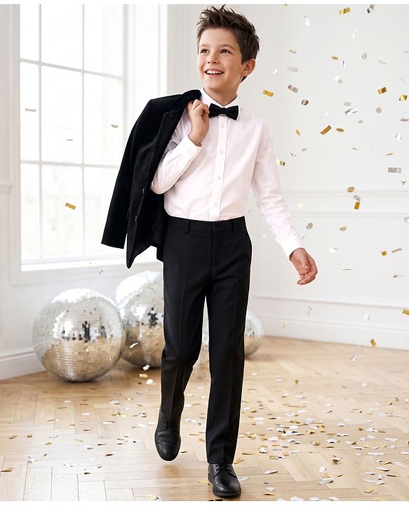 Pine Kids Knit Full Sleeves Party suit With Bow - Black